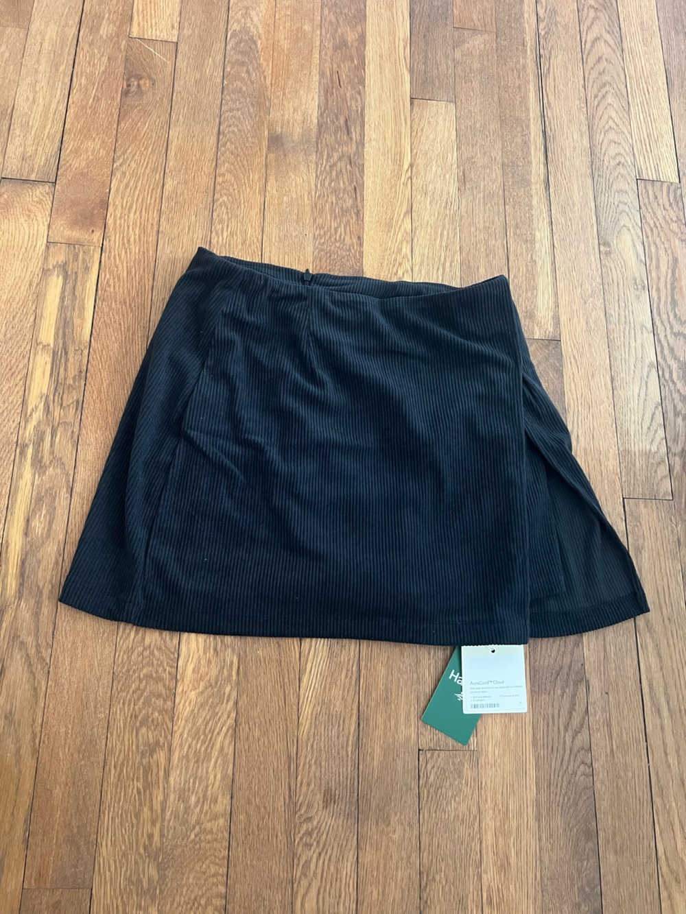 Halara Black Ribbed Mini Skirt with slit and built in shorts
